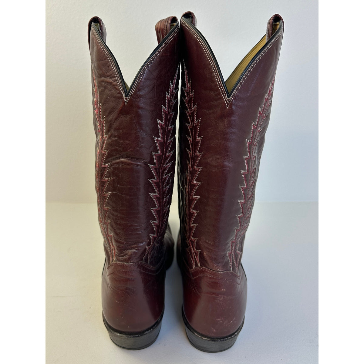 Vintage Tony Lama Burgundy Leather Cowboy Boots Style 1907 Men's Sz 10