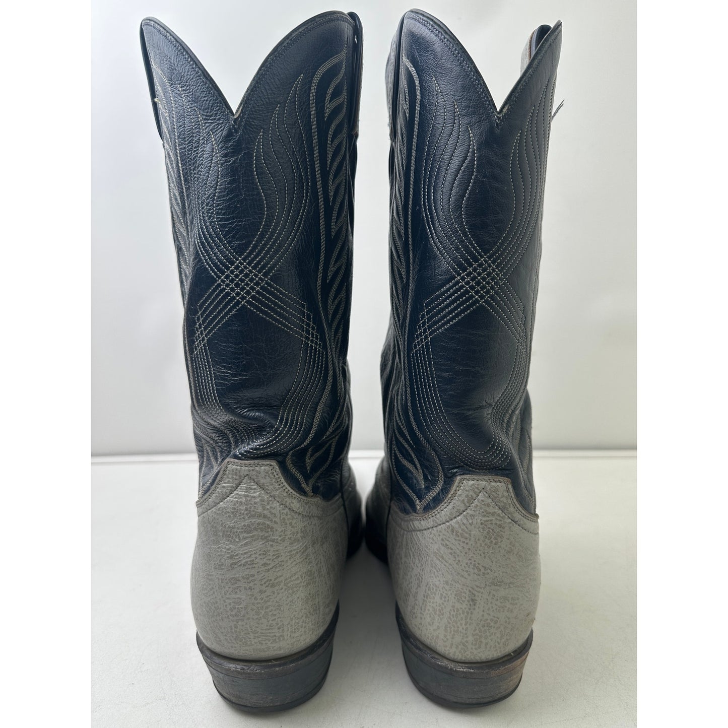 Vintage Tony Lama Blue & Gray Antelope Leather Western Cowboy Boots Men's Sz 13