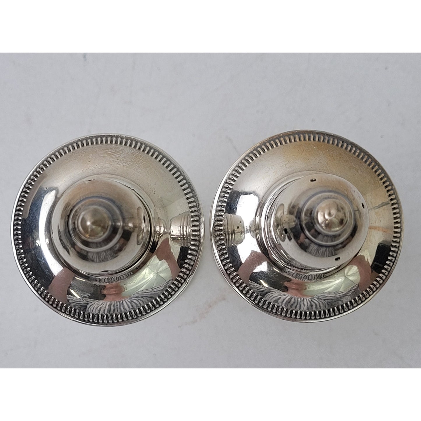 Vintage Sterling Silver Weighted Salt & Pepper Shakers Glass Lined 4 1/2" Tall