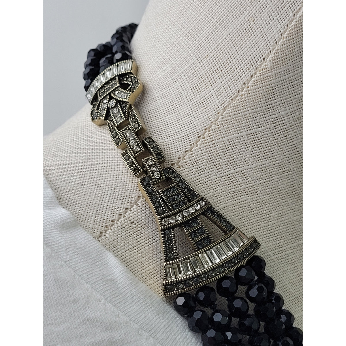 Heidi Daus Age of Elegance Multistrand Black Beads w Crystal-Accented Ends