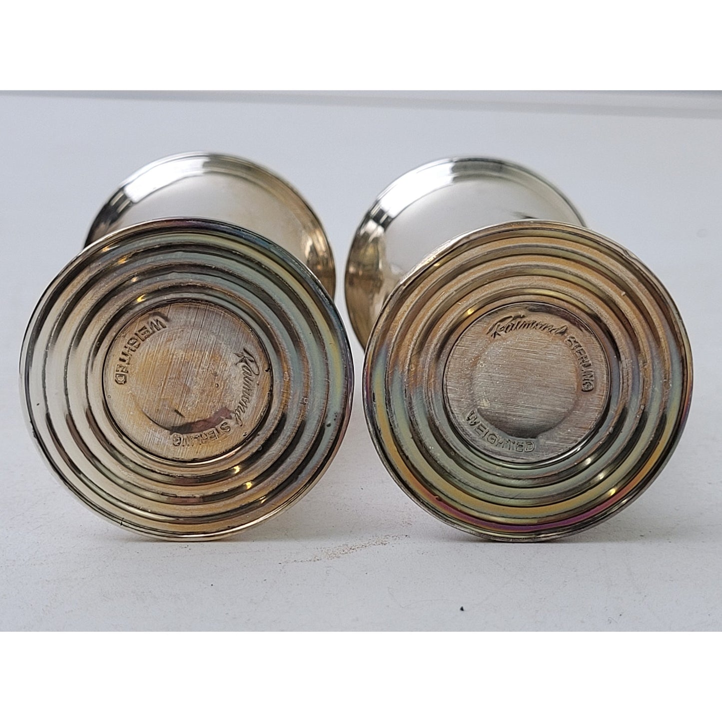 Vintage Sterling Silver Weighted Salt & Pepper Shakers Glass Lined 4 1/2" Tall