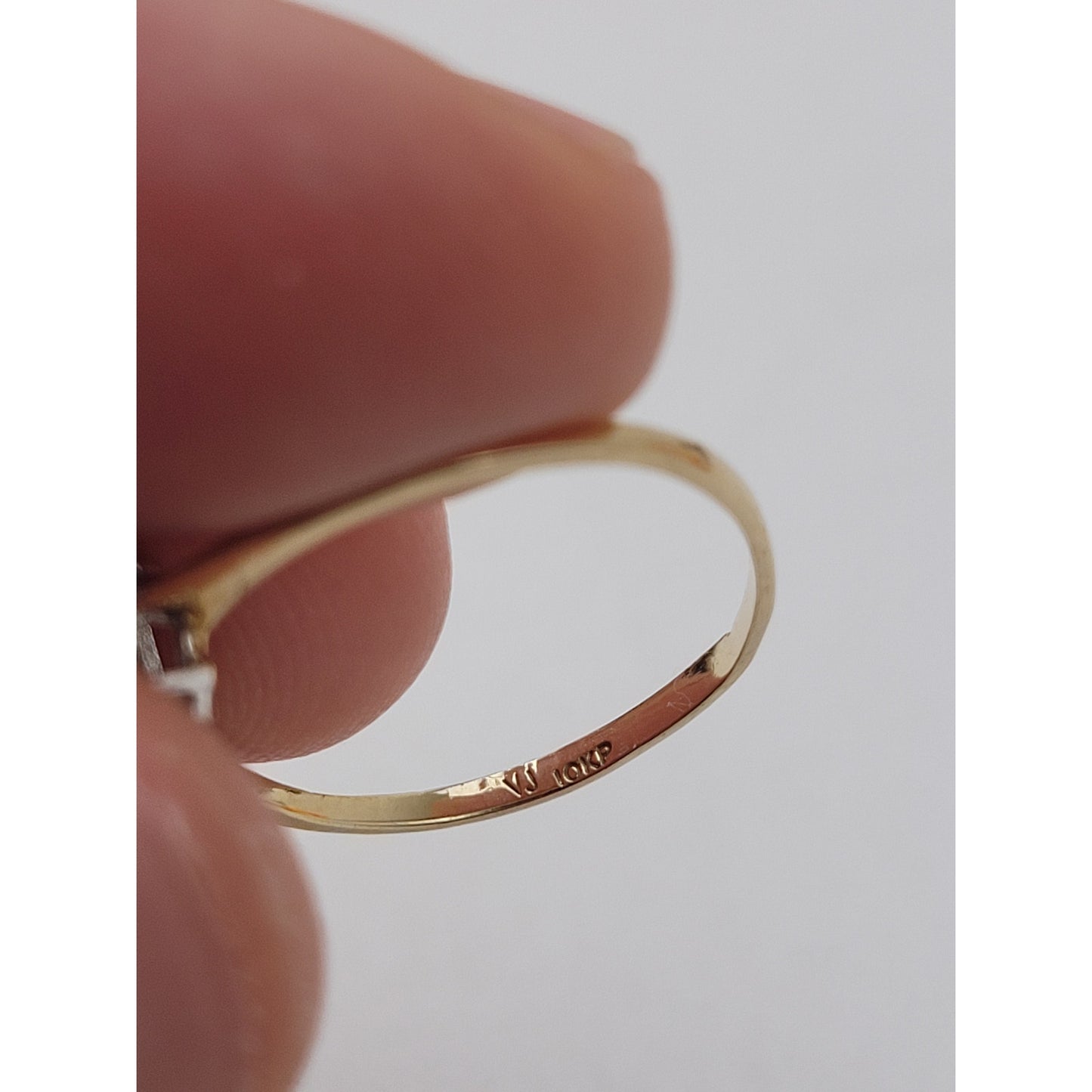 10K Yellow Gold & Diamond Cluster Promise Ring Sz 5