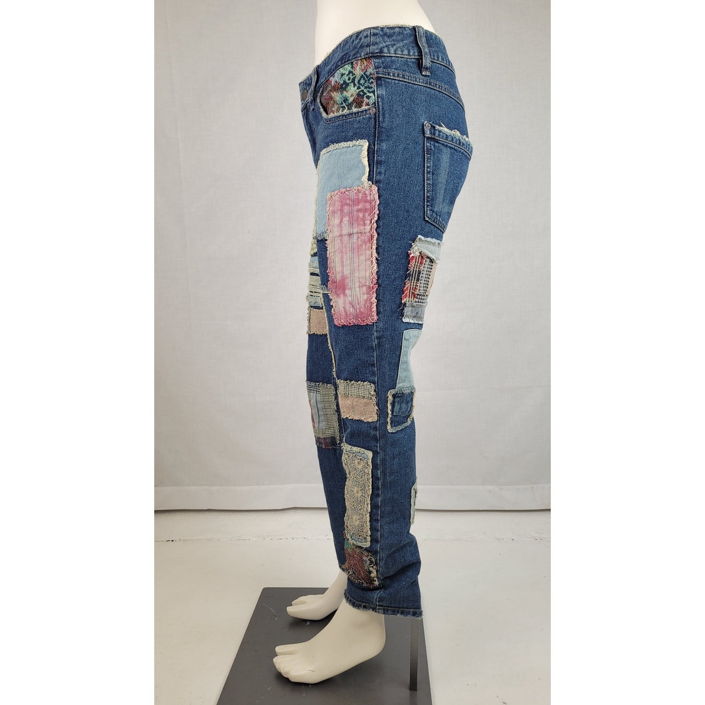 Free People Colorful Patchwork Skinny Mid-rise Jeans Women's Sz 27