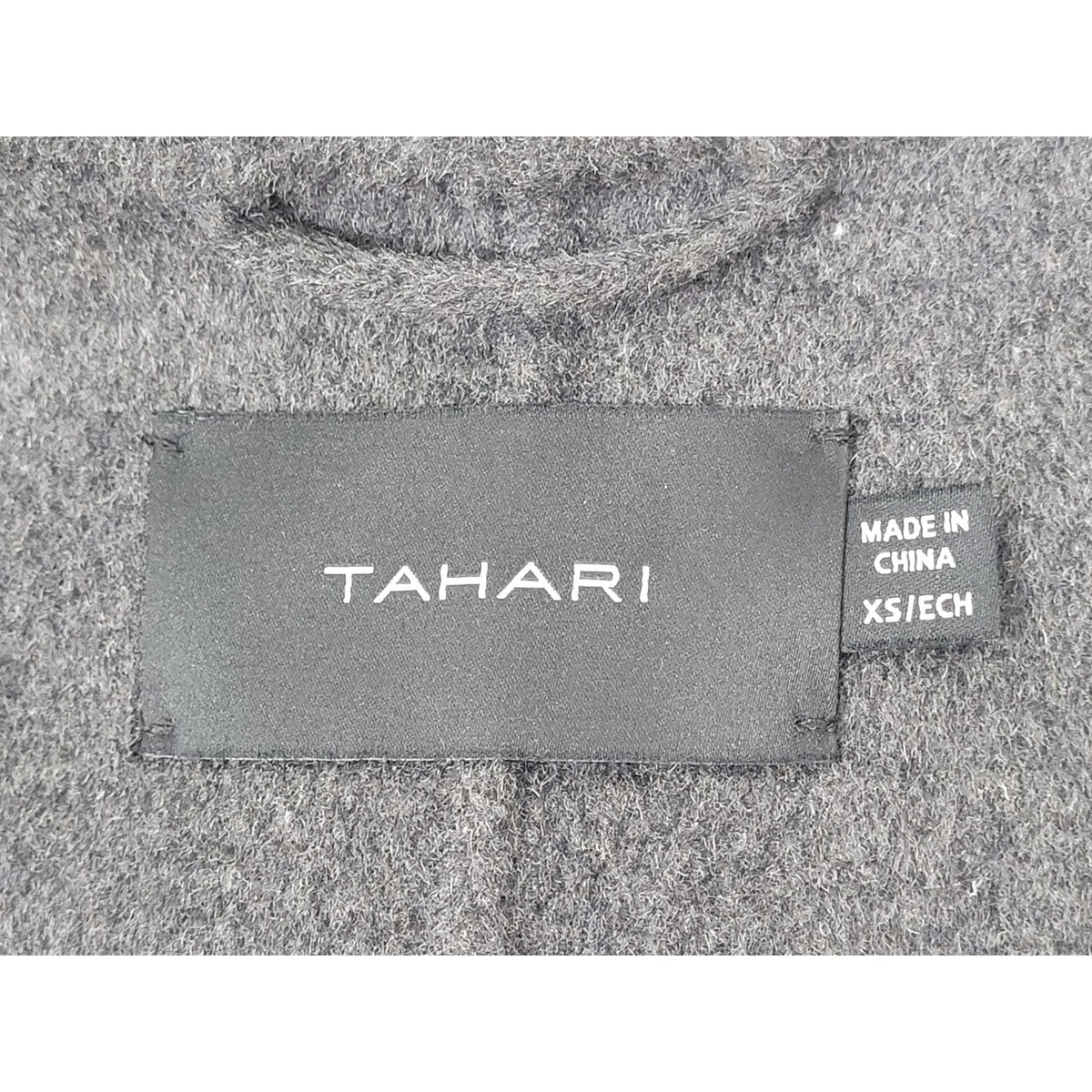 Tahari Double Face Wool-Blend Coat in Charcoal Grey Wide Collar Belted Sz XS NWT