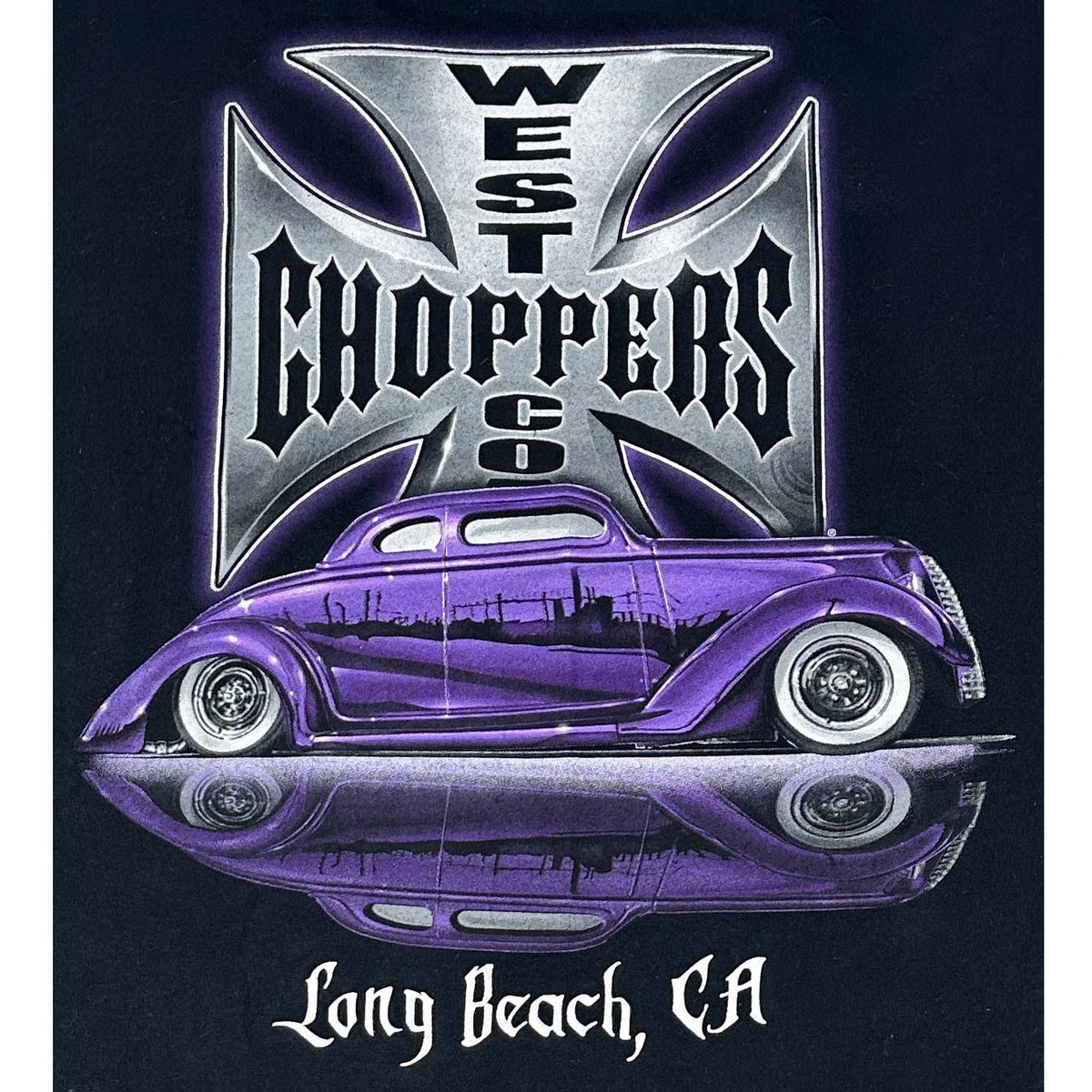 VTG Y2K West Coast Choppers Purple Lowrider Hot Rod Graphic T-Shirt Men's Sz 2XL