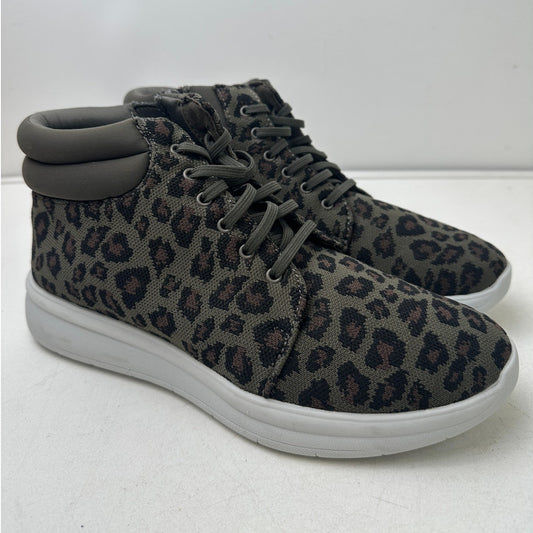 Clarks Cloudsteppers Adella Pine Leopard Print Knit Sneakers Women's Sz 10
