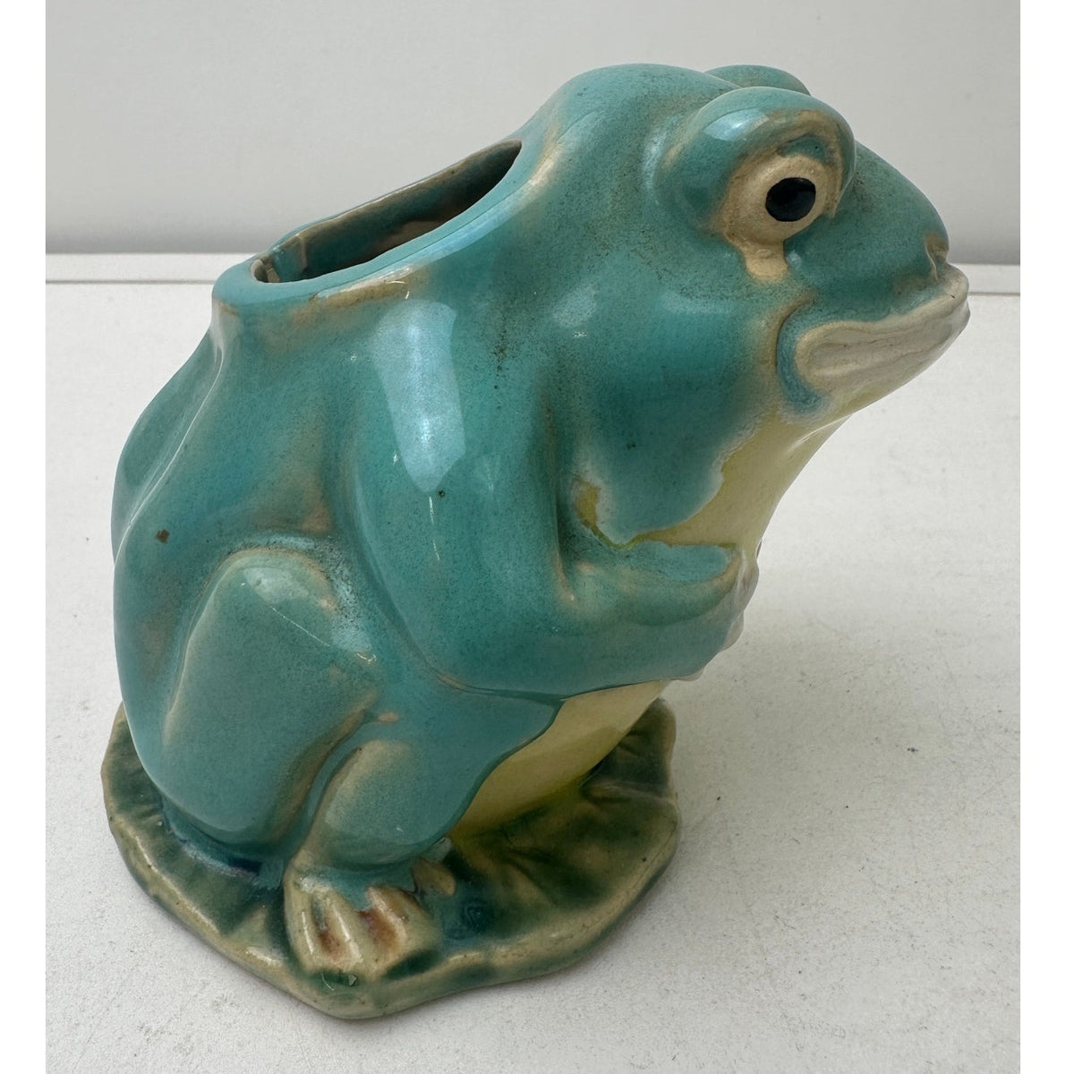 Vintage Henrikson Imports Majolica Frog Teapot, Creamer, & Sugar Bowl 3 Pc Set