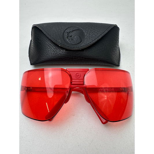 Vintage 1980s Gargoyles Classic Shield Red Sunglasses With Case