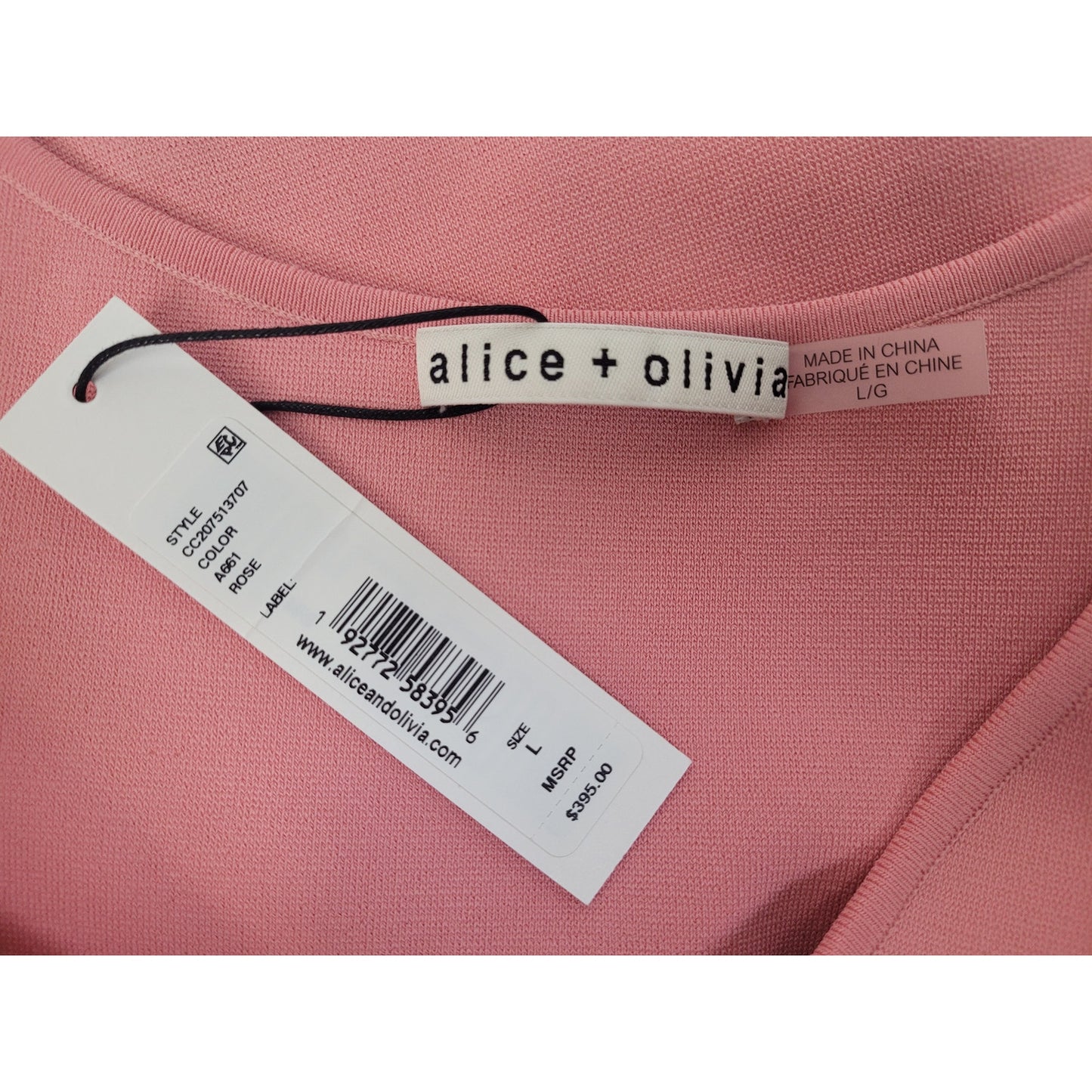 Alice + Olivia Front Tie Pink Rose Cropped Cardigan Women's Sz L NWT