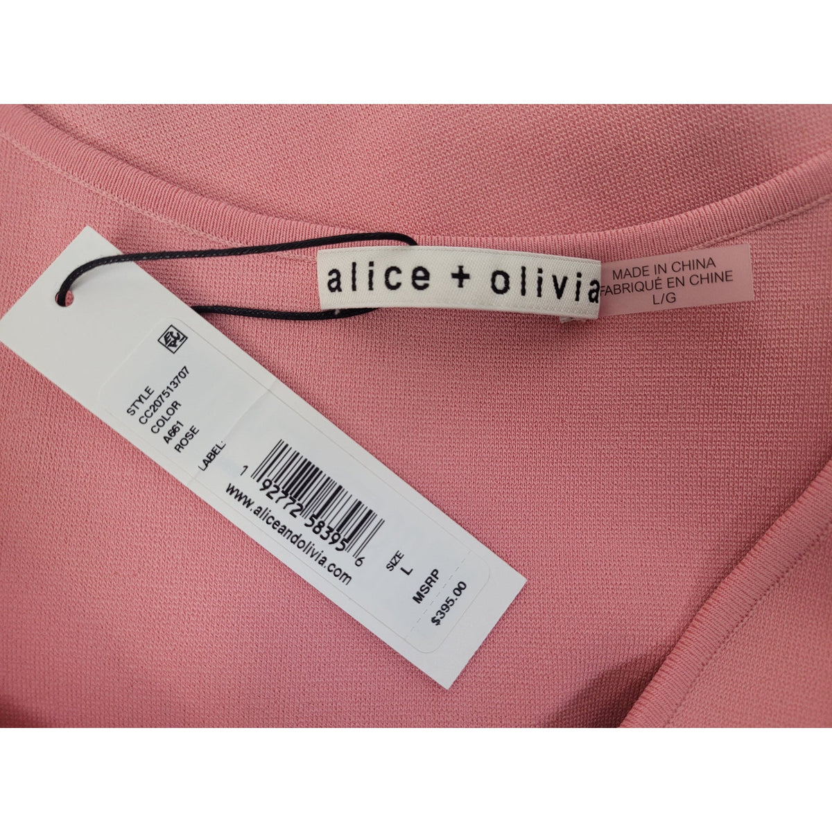 Alice + Olivia Front Tie Pink Rose Cropped Cardigan Women's Sz L NWT
