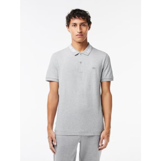 LACOSTE Men's Grey Slim Fit Polo Jacquard Collar Sz 5-L | Style # PH9642 CCA