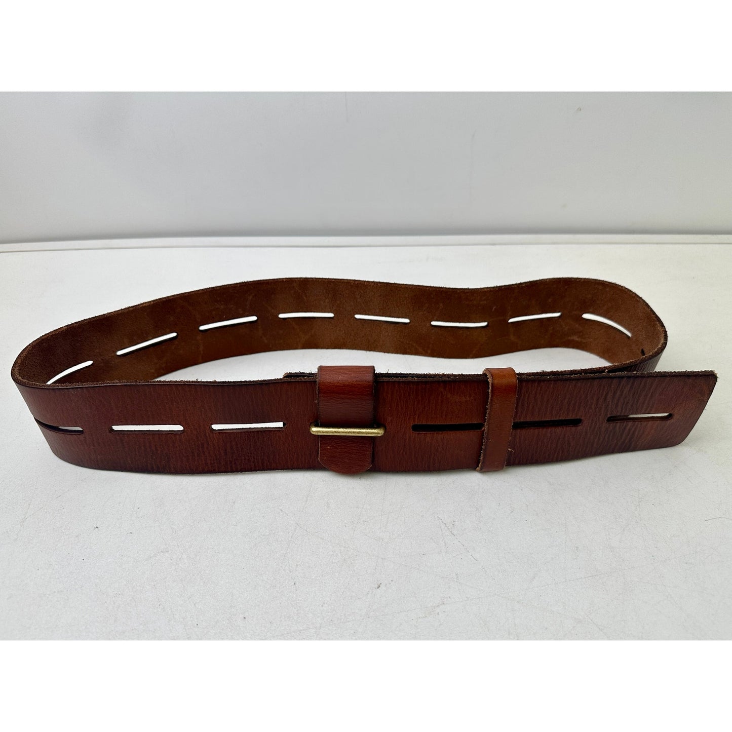 Cabi Here or There Wide Slotted Brown Leather Belt