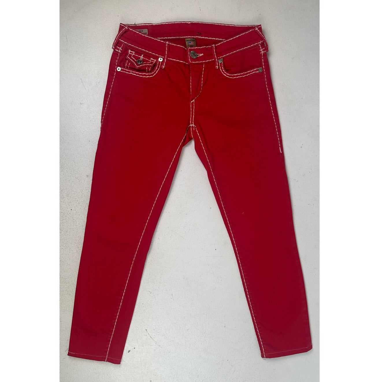 True Religion Red Casey Low Rise Super Skinny Jeans Women's Sz 24