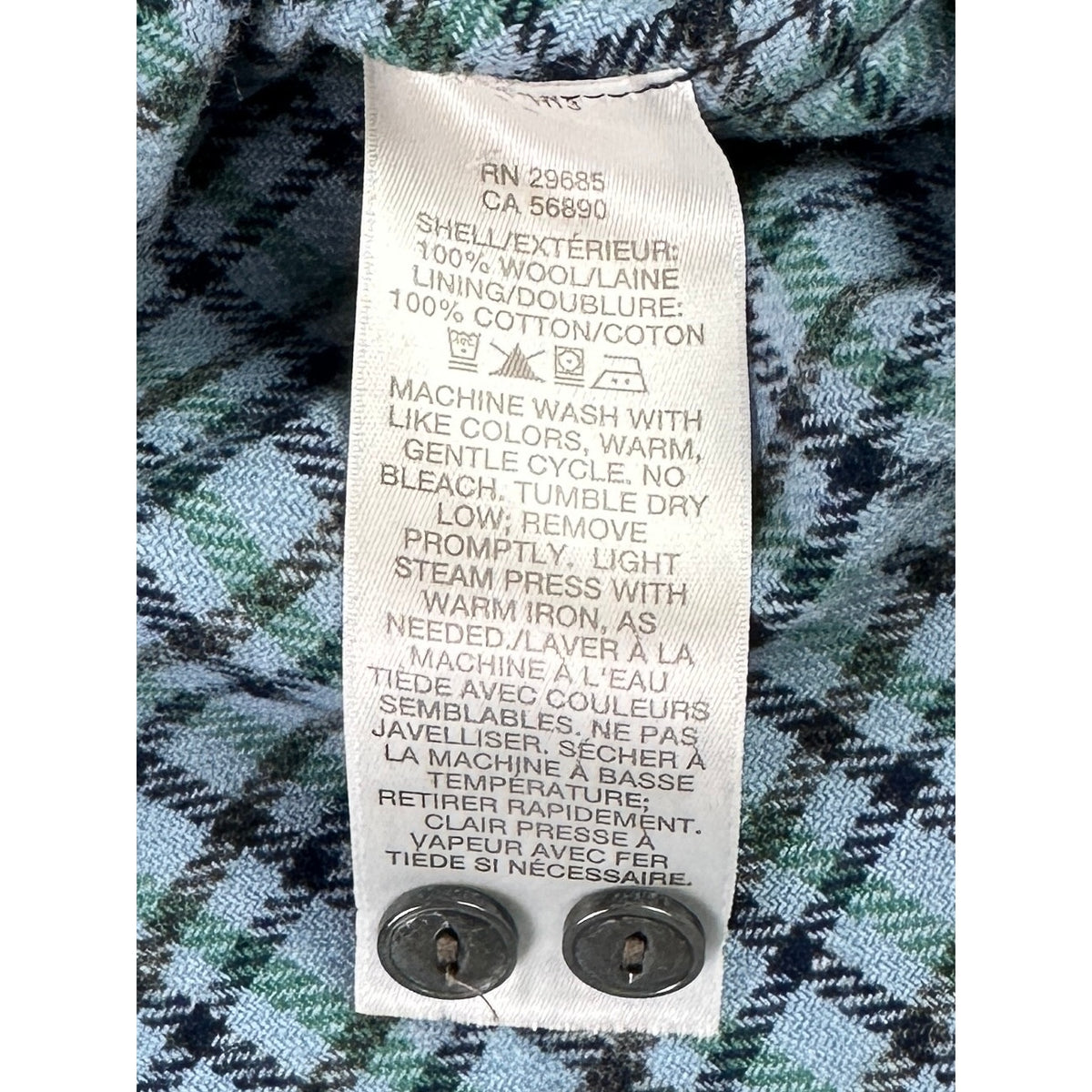 Pendleton Blue Plaid Long Sleeve Wool Shirt Cotton Lined Collar Men's Sz M