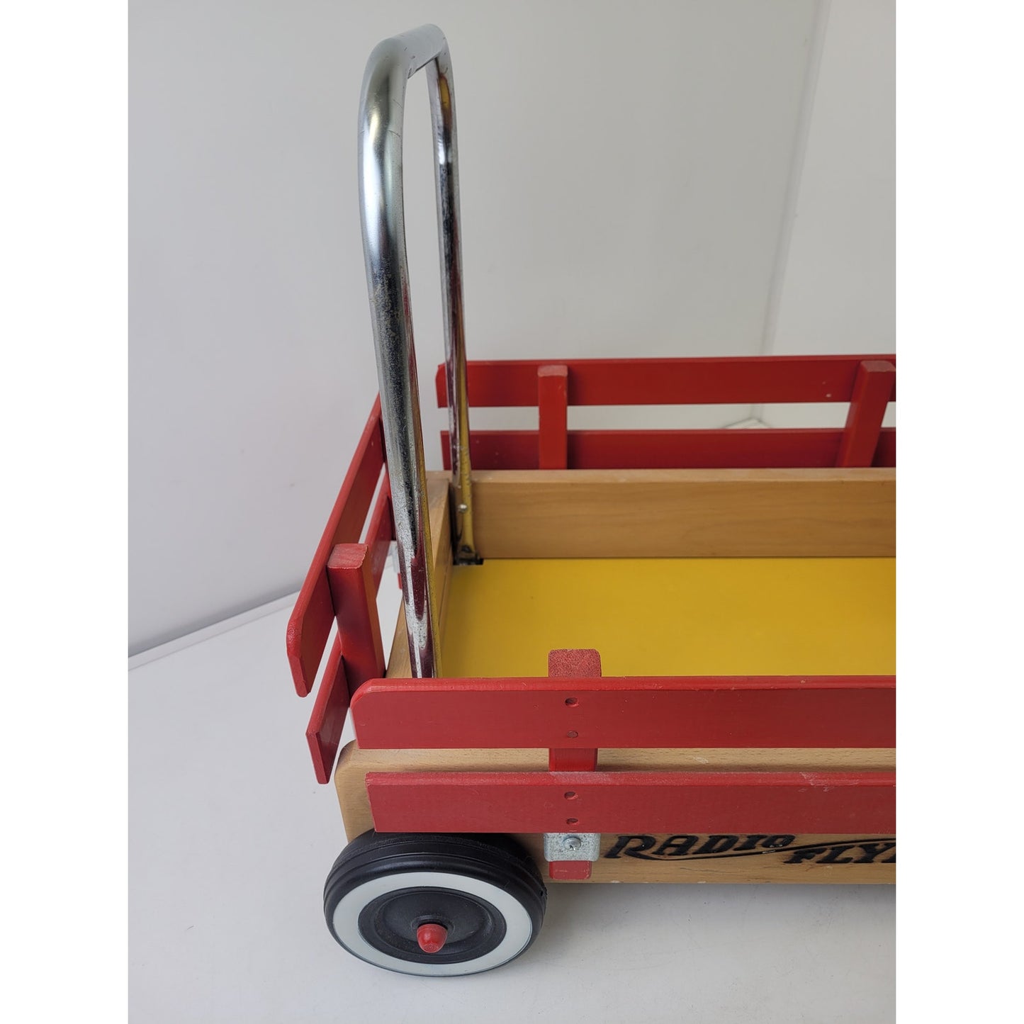 Vintage Radio Flyer Wagon Wooden Sides & Rails Metal Handle