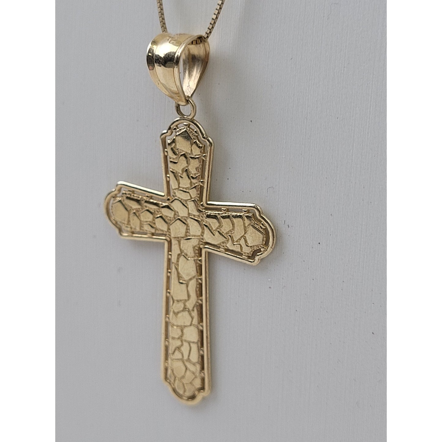14K Yellow Gold Large Cross Pendant Charm 2" Long | 2.79 grams