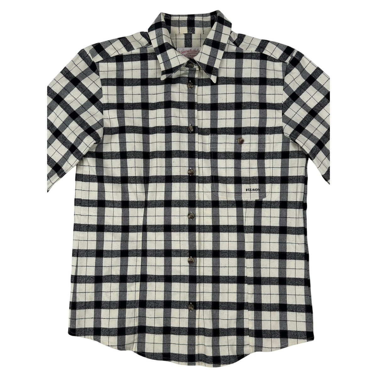 Filson Cream & Black Plaid Alaskan Guide Flannel Shirt Women's Sz S