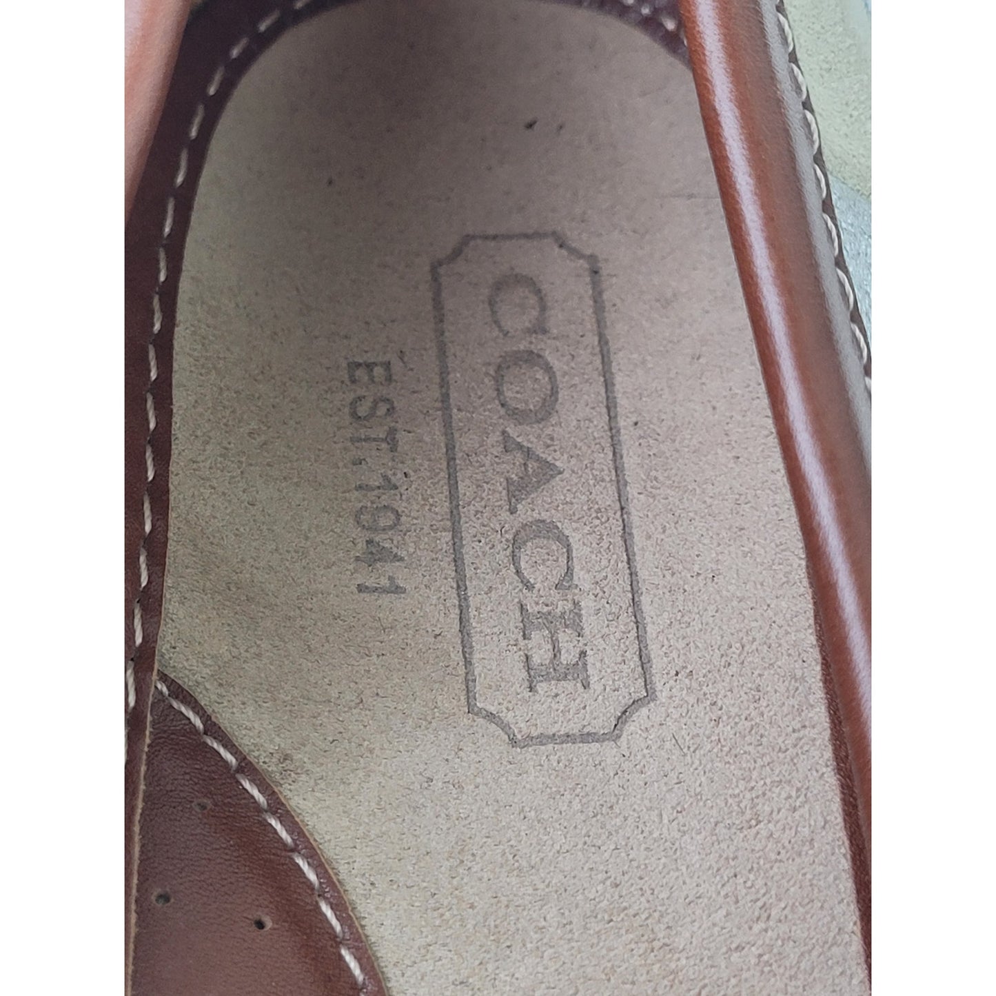 Coach Jenilee Brown Blue Pink Patchwork Ballet Flats Leather Insole Sz 8.5