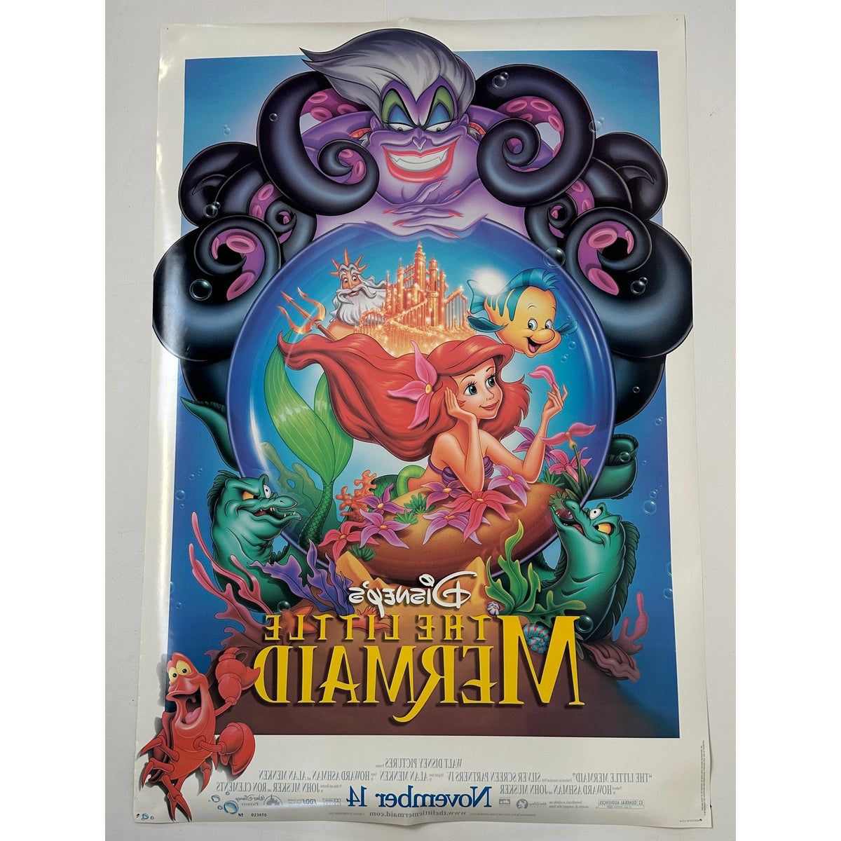 Original 1997 The Little Mermaid Double-Sided Movie Poster 27x40 DS Rolled