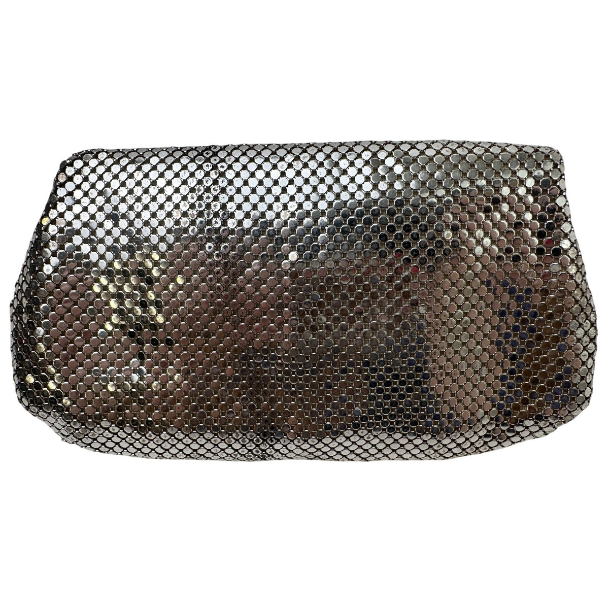 Vintage Whiting & Davis Silver Mesh Envelope Clutch W/ Art Deco Rhinestone Clasp