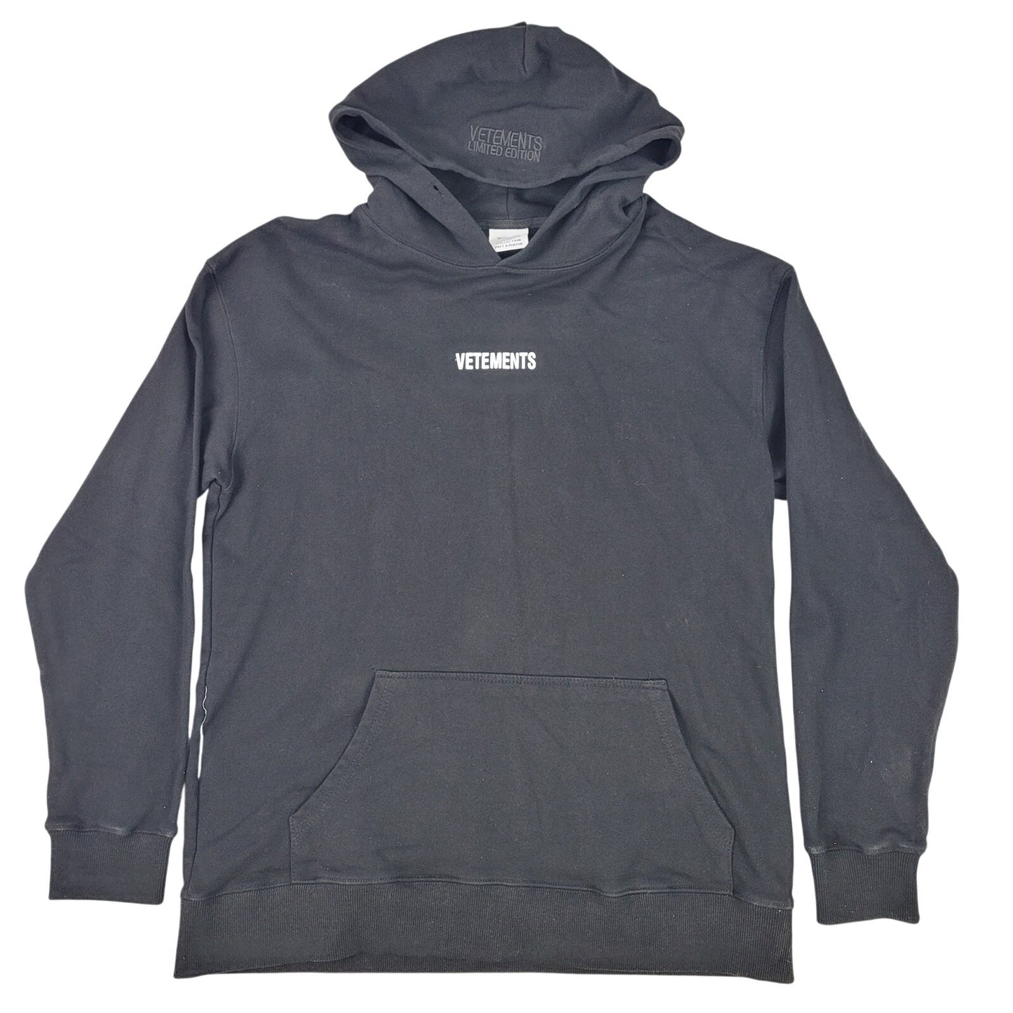 Vetements Unisex Garderobe Collection Logo Black Cotton Hoodie Sz S