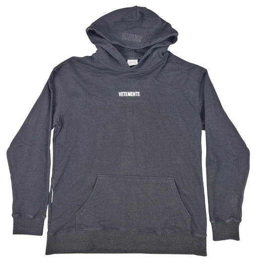 Vetements Unisex Garderobe Collection Logo Black Cotton Hoodie Sz S