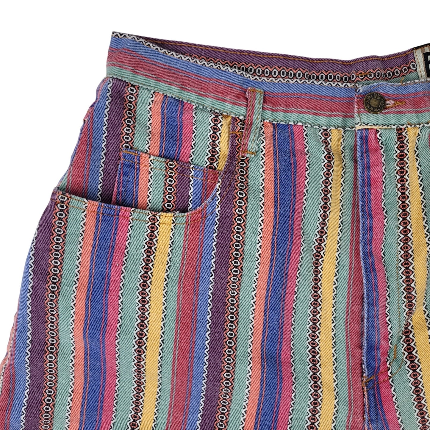 VTG 1980s-90s Forenza Multicolor Striped High-Rise Mom Shorts 33" Waist