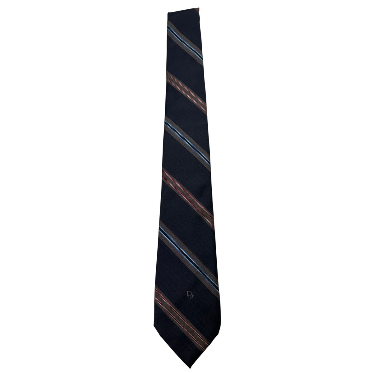 Vintage Christian Dior Embroidered Logo Striped Men's Necktie
