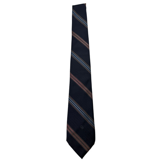 Vintage Christian Dior Embroidered Logo Striped Men's Necktie