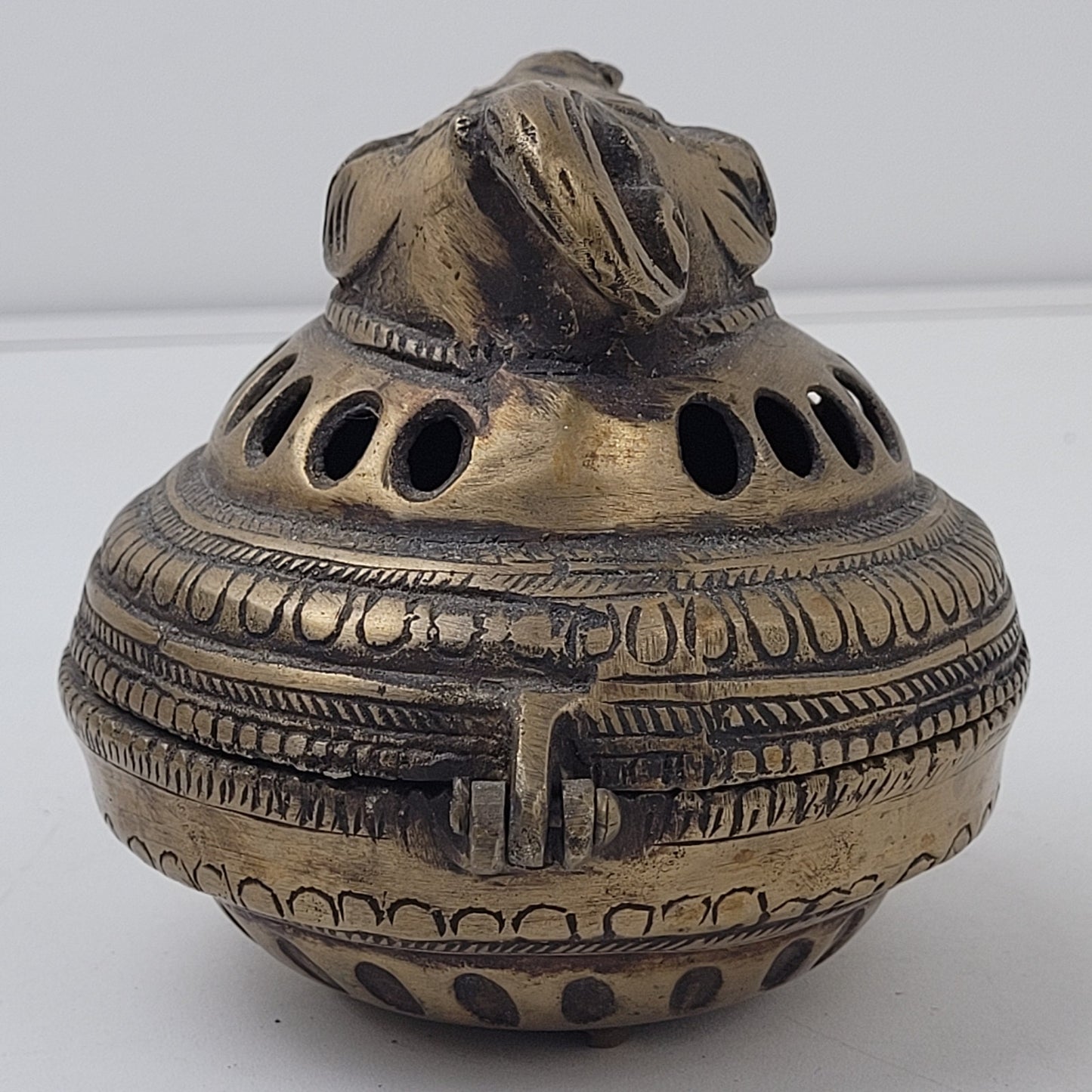 Vintage Heavy Cast Brass Incense Burner
