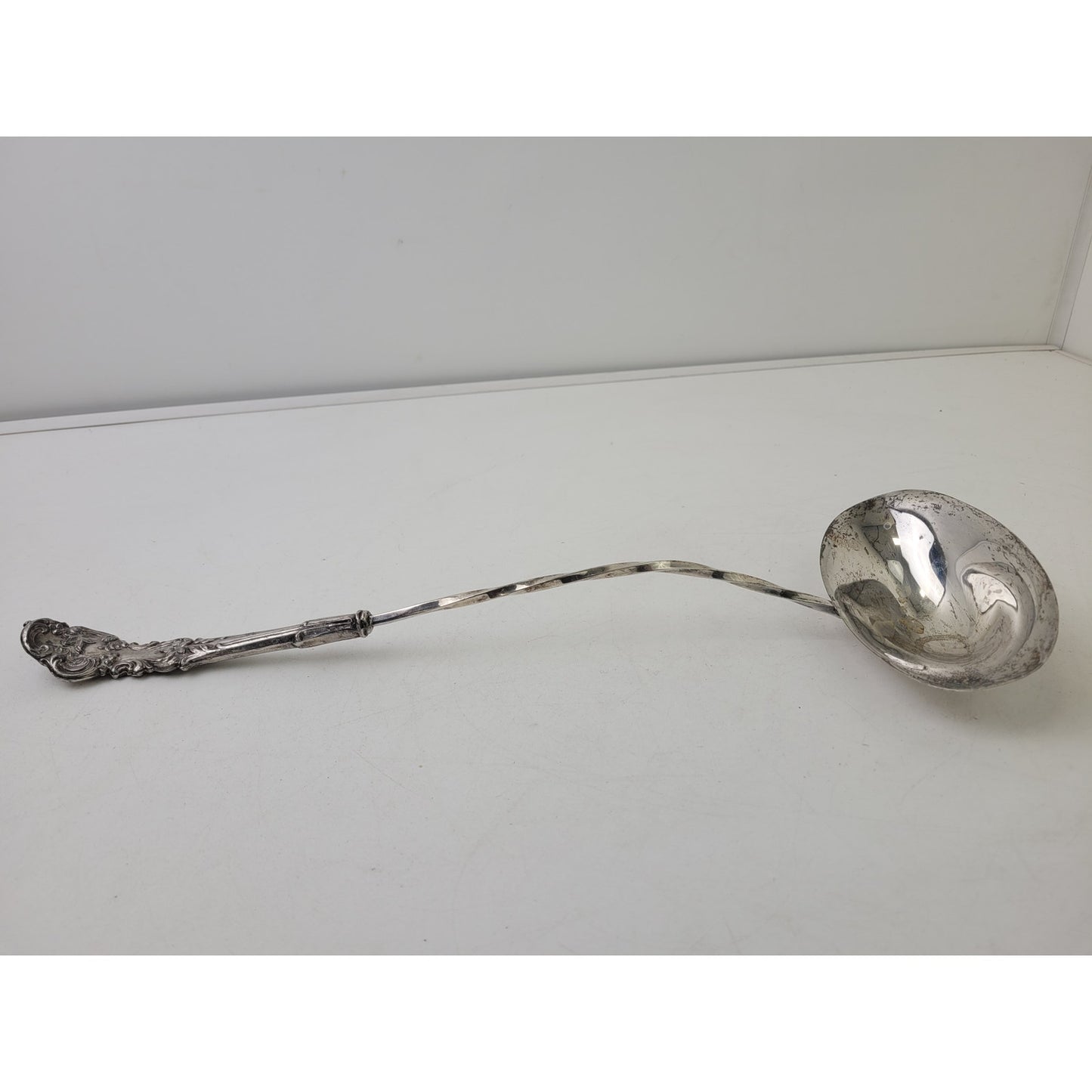 Antique Punch Ladle Intricate Handle Pattern Long Twisted Stem | 17 1/4"