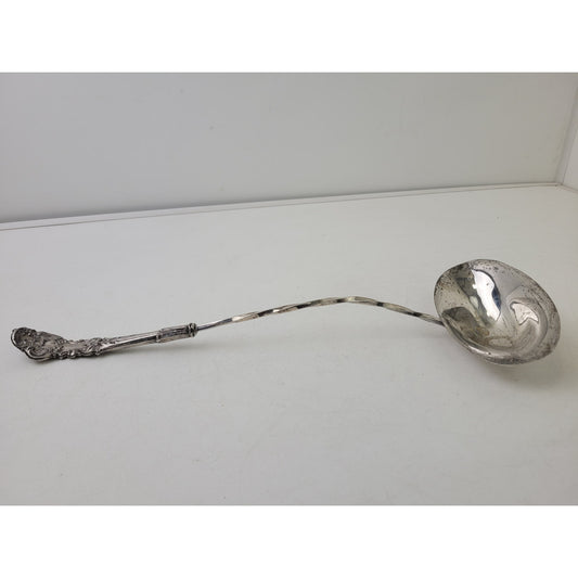 Antique Punch Ladle Intricate Handle Pattern Long Twisted Stem | 17 1/4"