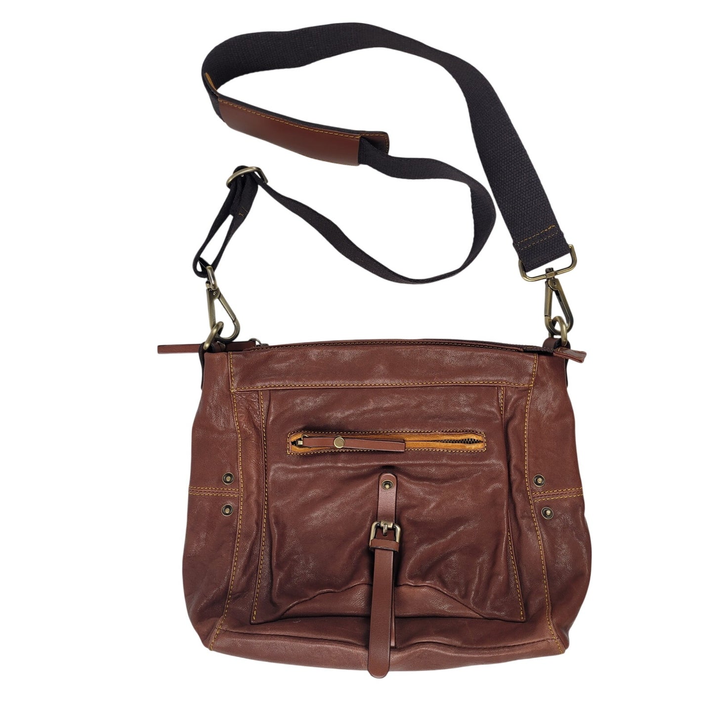 Sundance Soft Cognac Leather Crossbody Hobo Bag Purse Made in Italy