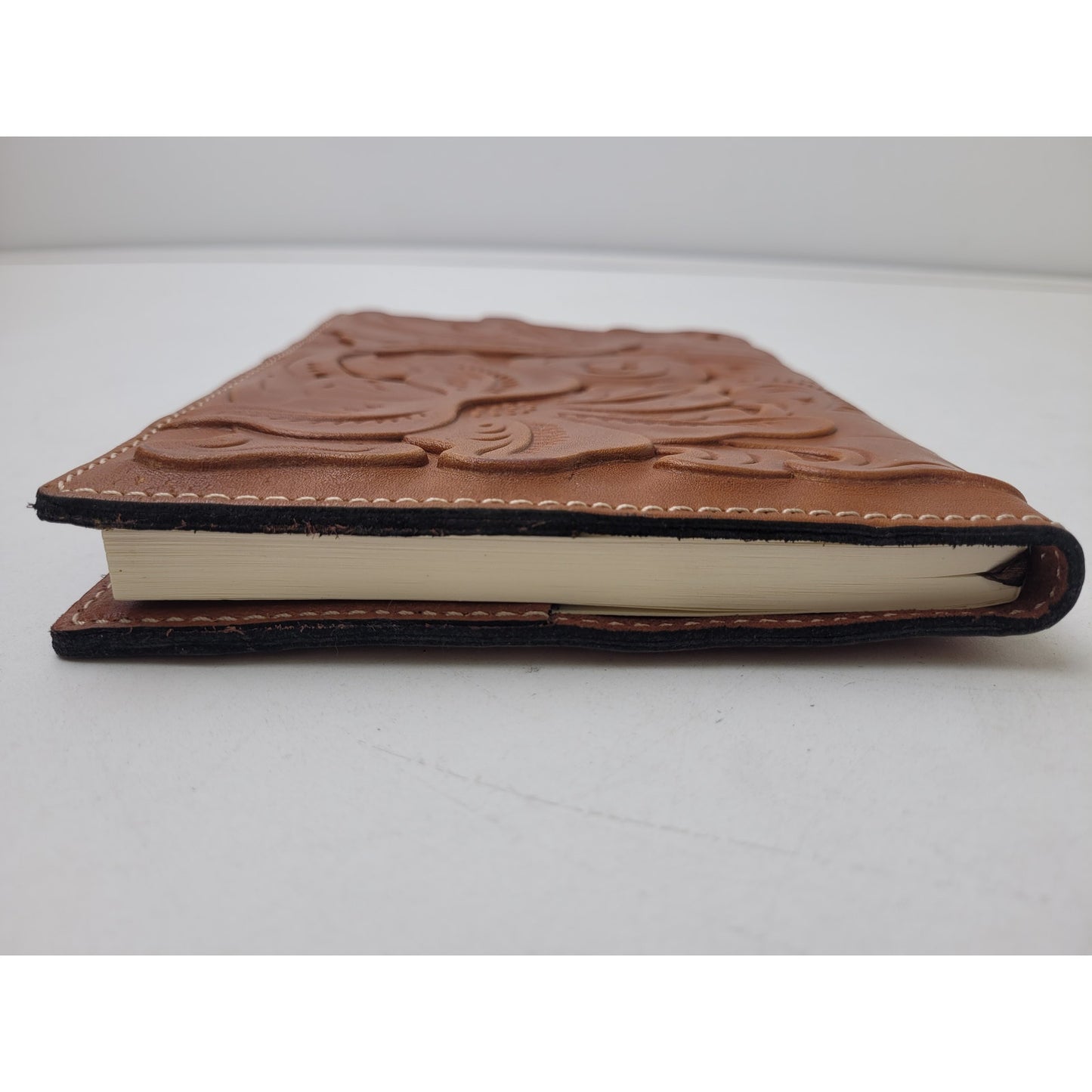 Patricia Nash Tooled Brown Leather Lined Notebook 8 1/2" x 6"