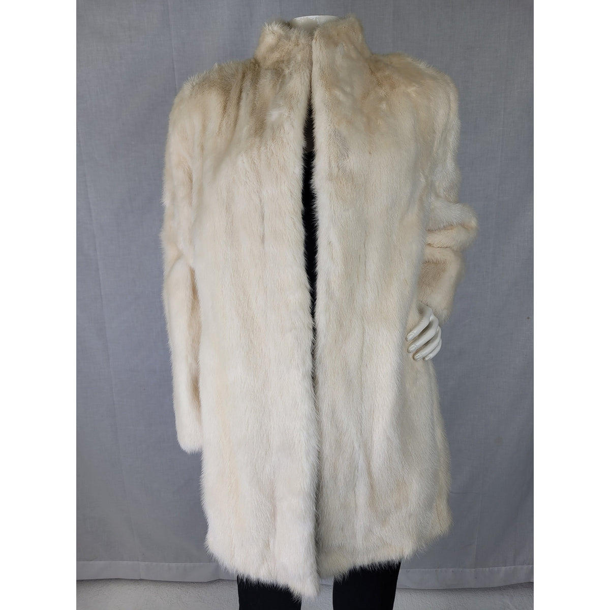 VTG 70s Ivory Mink Coat Open Front Mid-Length Women's Sz S/M