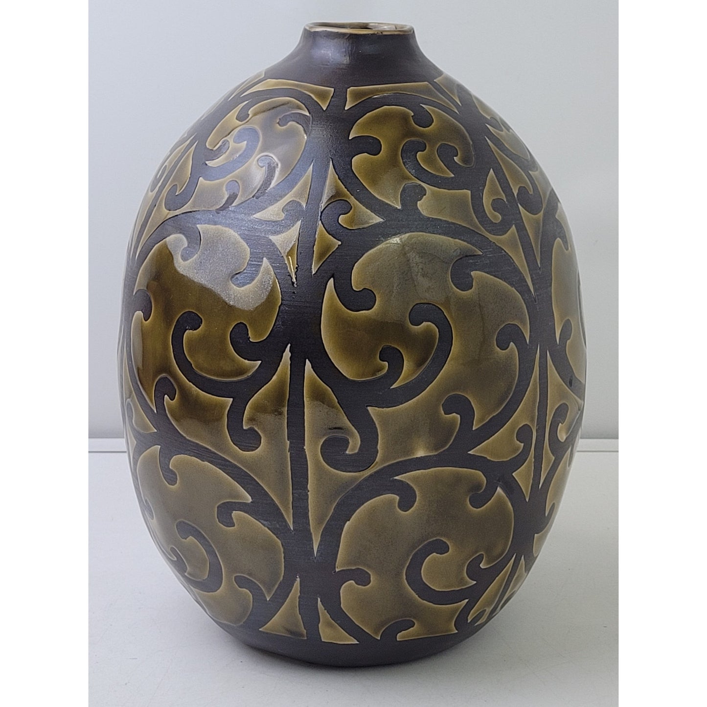 Maitland-Smith Decorative Vase Heavy Ceramic Tabletop Decor | Made in Thailand