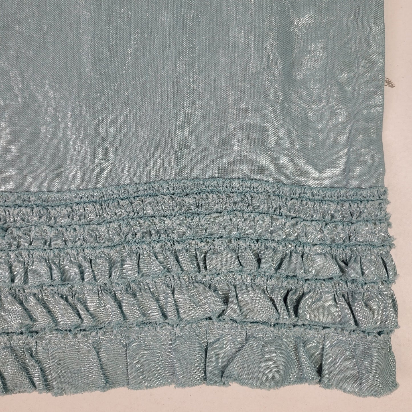 Tommy Bahama 100% Linen Shimmery Blue Mini Skirt w Ruffled Hem Detail Sz 10