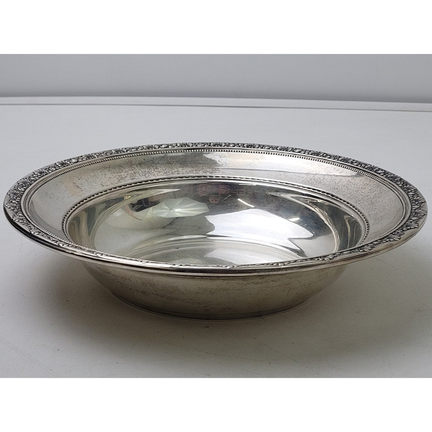 Medici Sterling Silver 10" Diameter Bowl w Decorative Trim 2 1/8" H | 10.5 Oz
