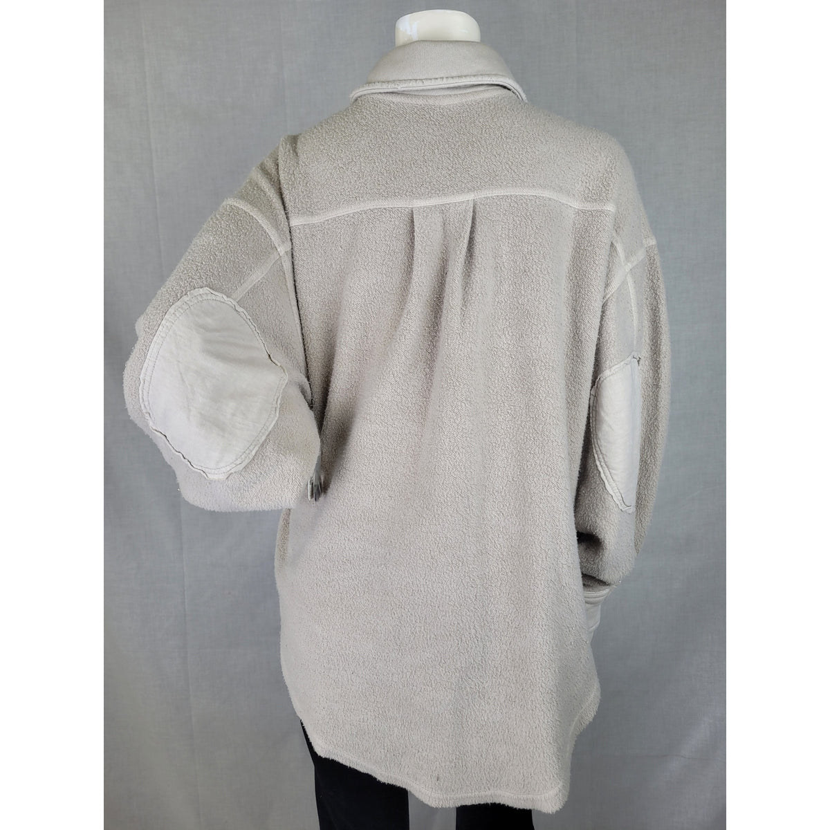 Free People Ruby Jacket Oversized Fleece Button-Down Shacket in Stone Sz XS NWT