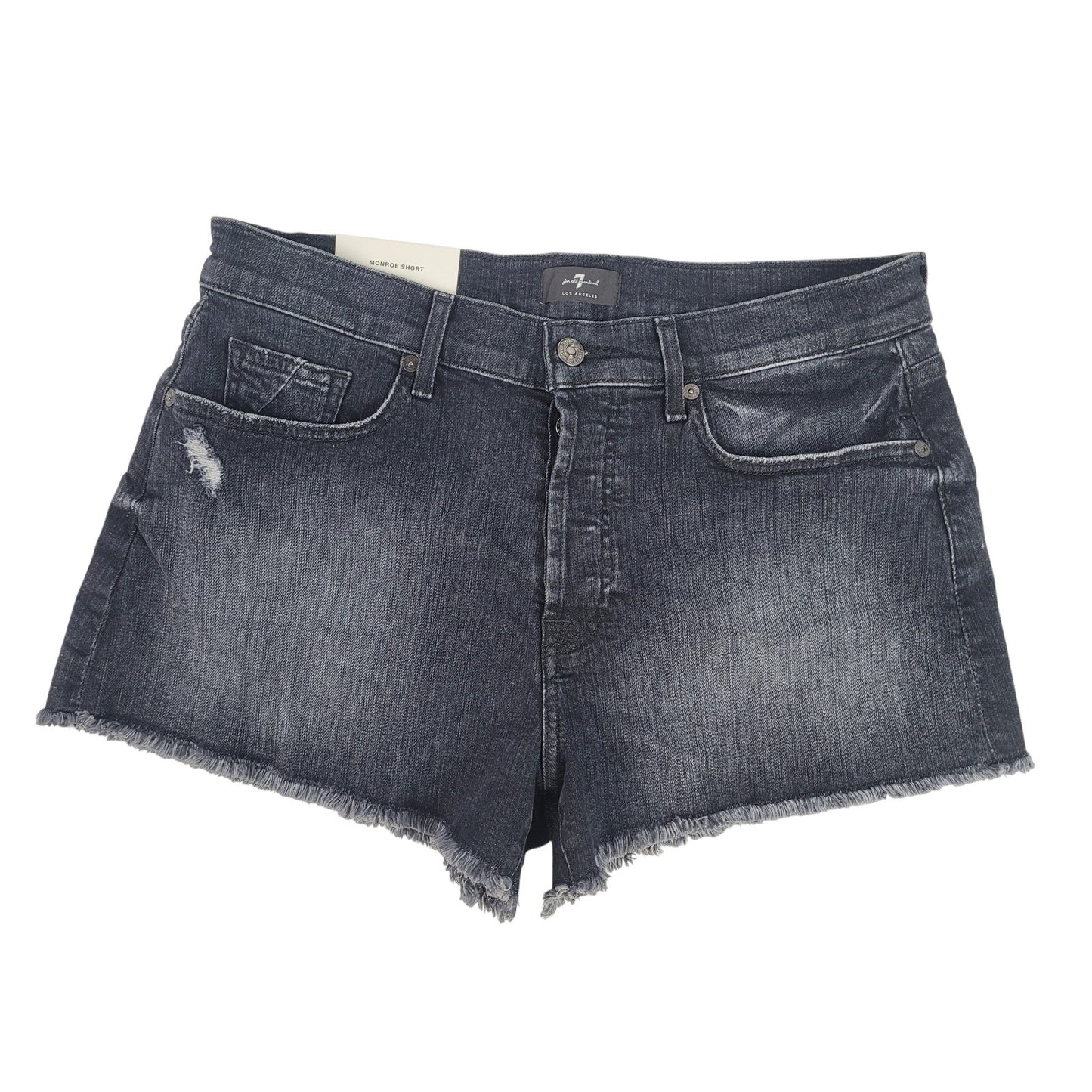 7 For All Mankind Monroe Cut Off Short Eclipse Dark Blue Denim Women's Sz 30 NWT