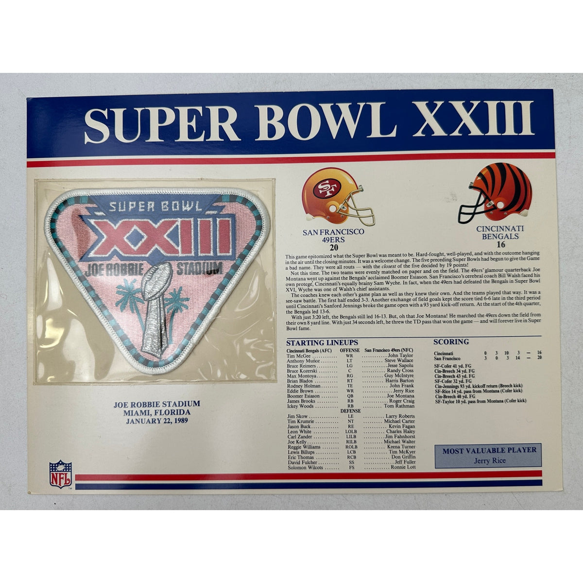 VTG Willabee & Ward Official NFL Super Bowl Commemorative Patch & Stat Card Lot