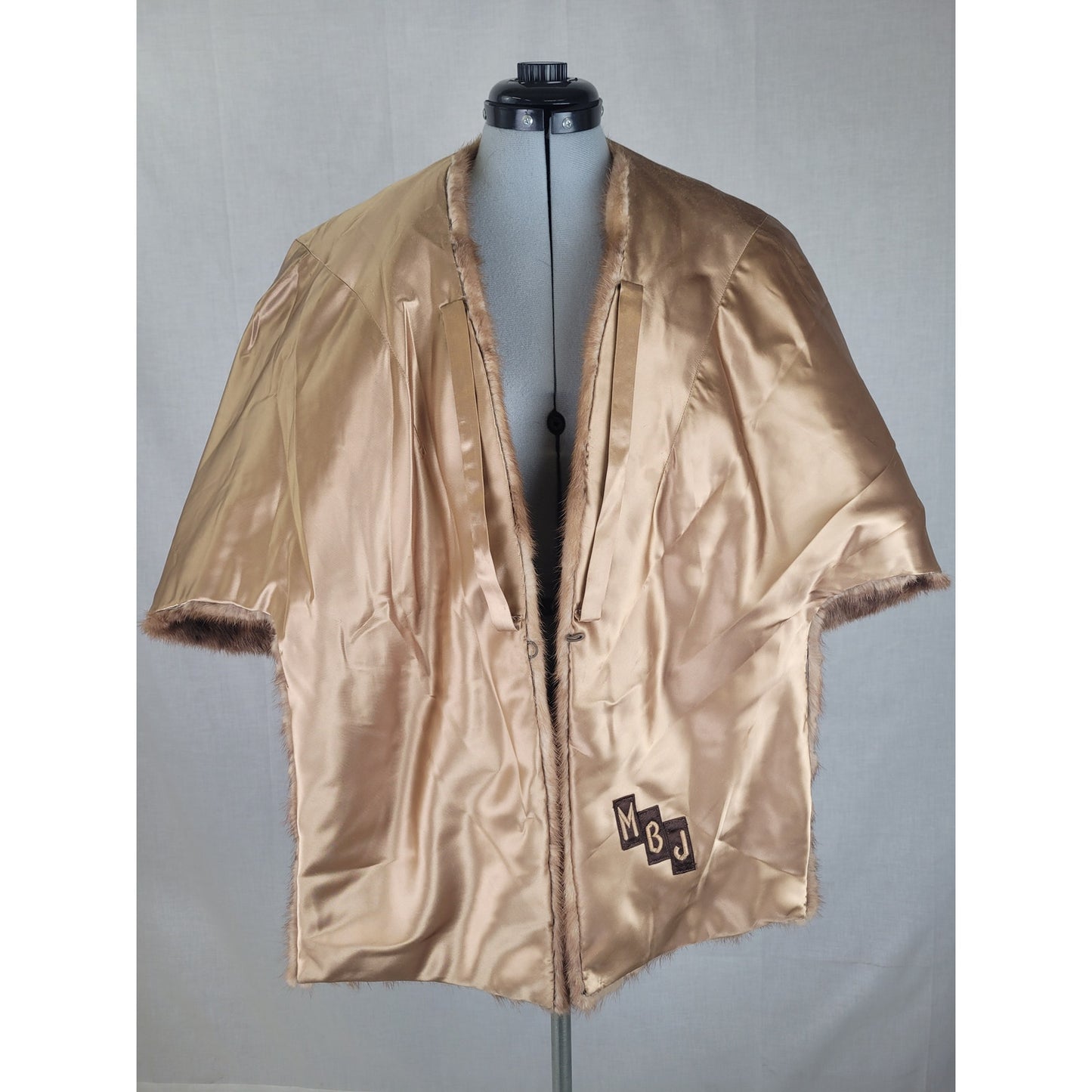 Vintage 1950s Medium Brown Mink Fur Stole Wrap Shawl Tailored Lined Sz M