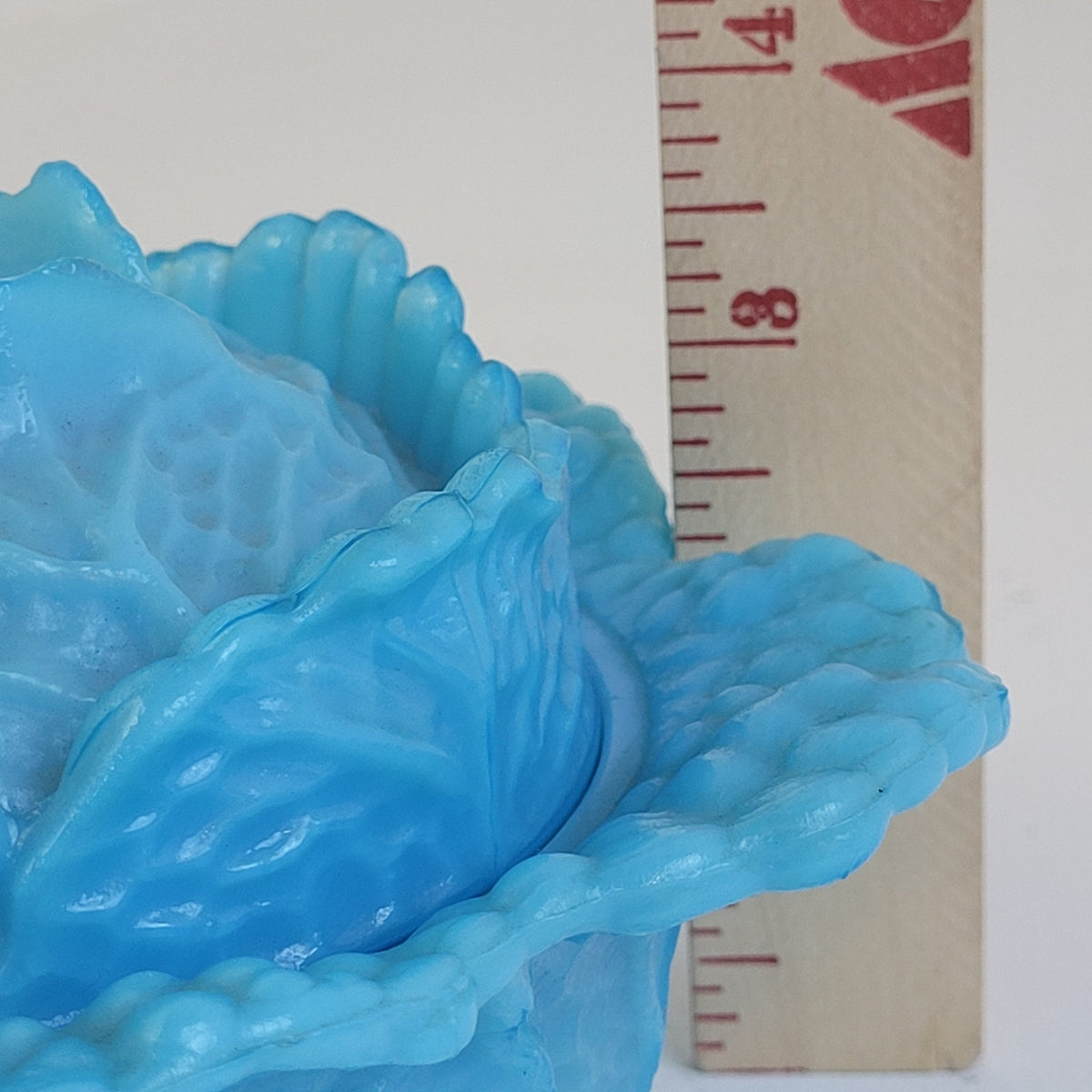 Vintage French Opaline Glass Portieux Vallerysthal Cabbage-Shaped Covered Bowl