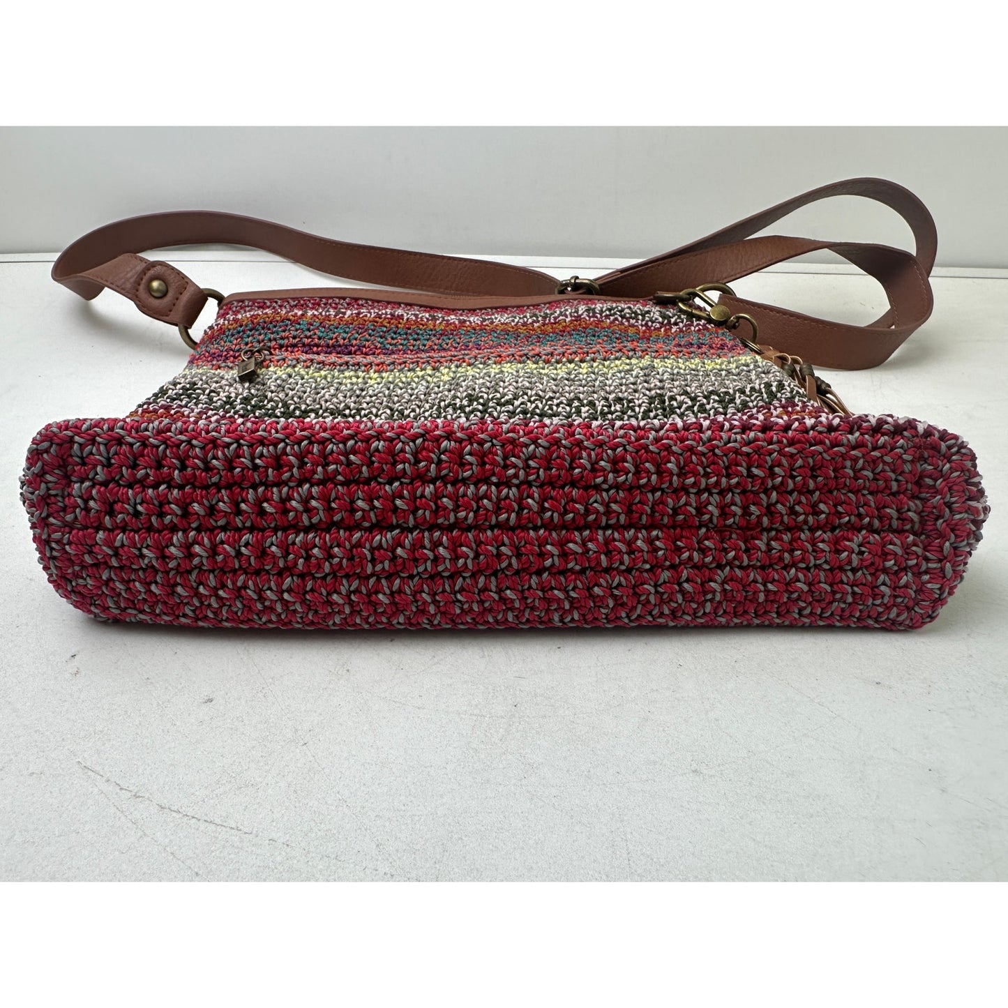 The Sak Lucia Multicolor Woven Striped Crochet Crossbody Bag