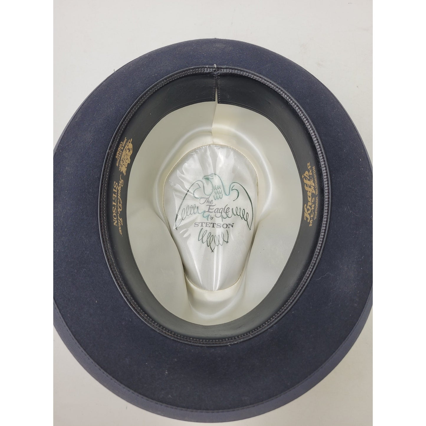 VTG 1950s Stetson "The Eagle" Royal de Luxe Black Fedora Hat Men's Sz 6 7/8
