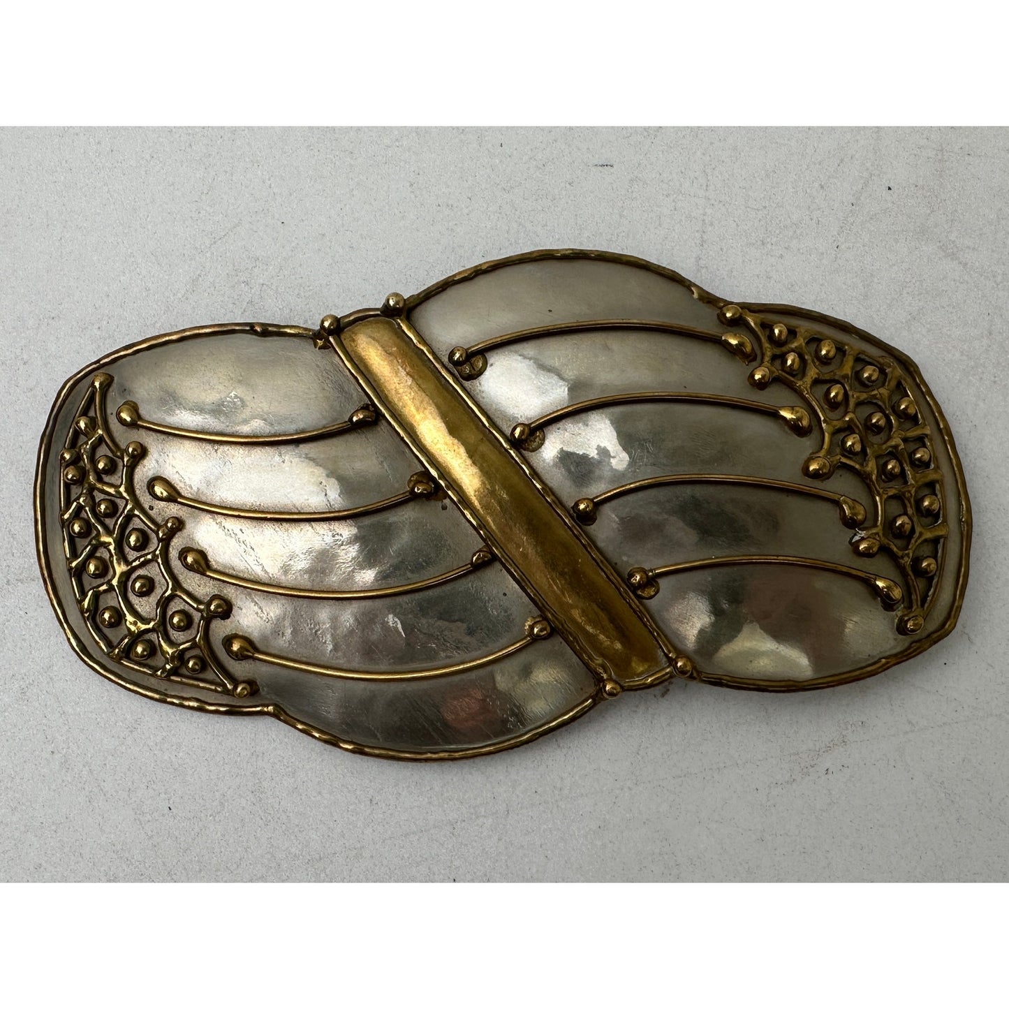 Vintage 70s Mixed-Metal Abstract Belt Buckle