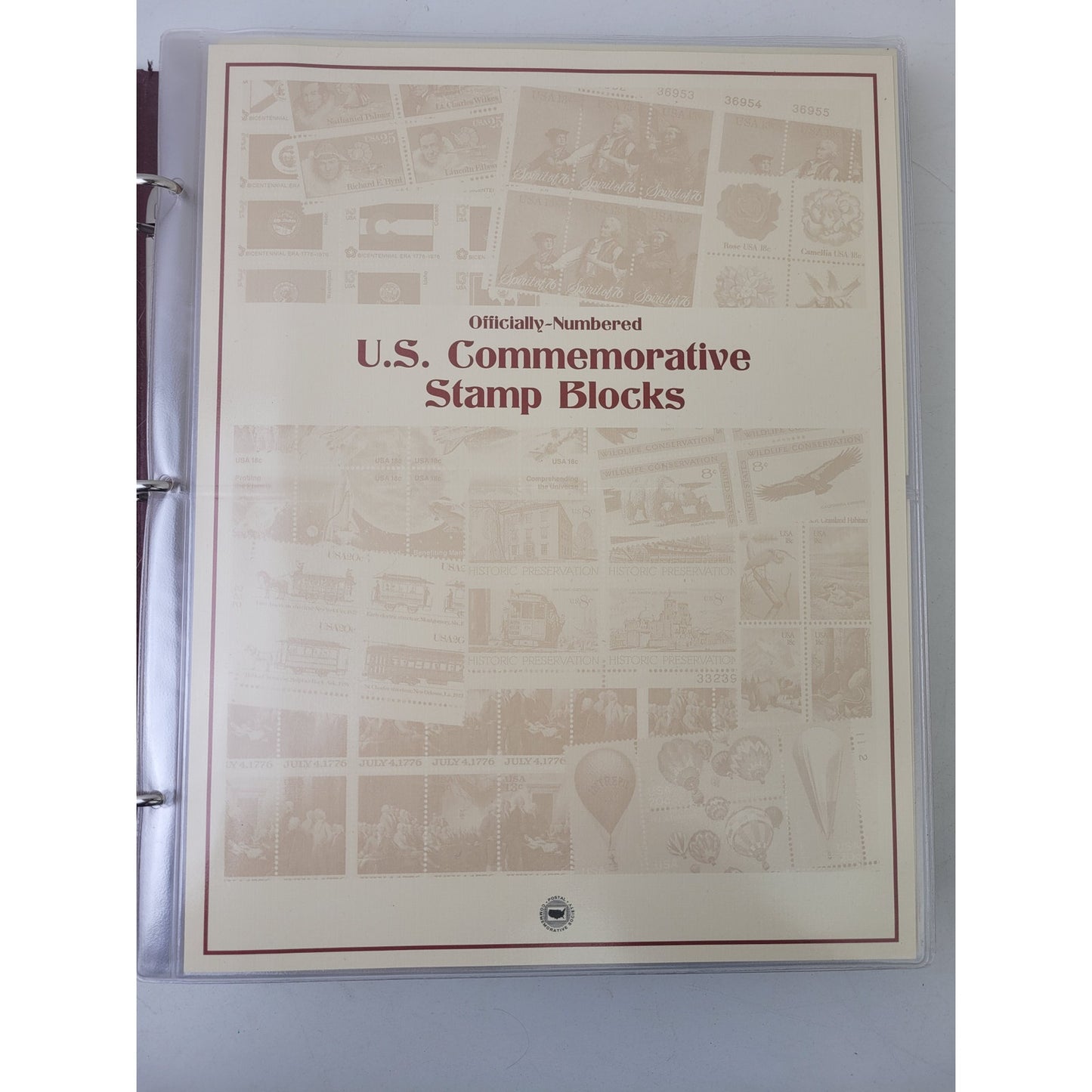 Vintage 1990-1999 Officially-Numbered U.S. Commemorative Stamp Blocks Album