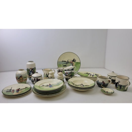 Antique G.S. Zell Baden & Haag Pottery Dutch Scenes Hand Painted Lot of 25