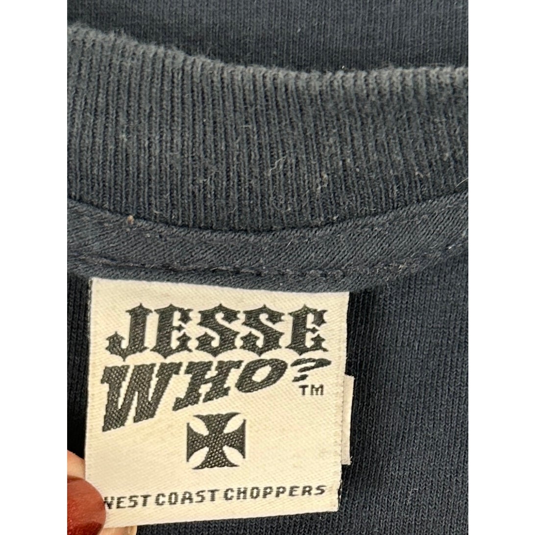 VTG West Coast Choppers Jesse Who? Blue Flame Motorcycle T-Shirt Men's Sz 3XL