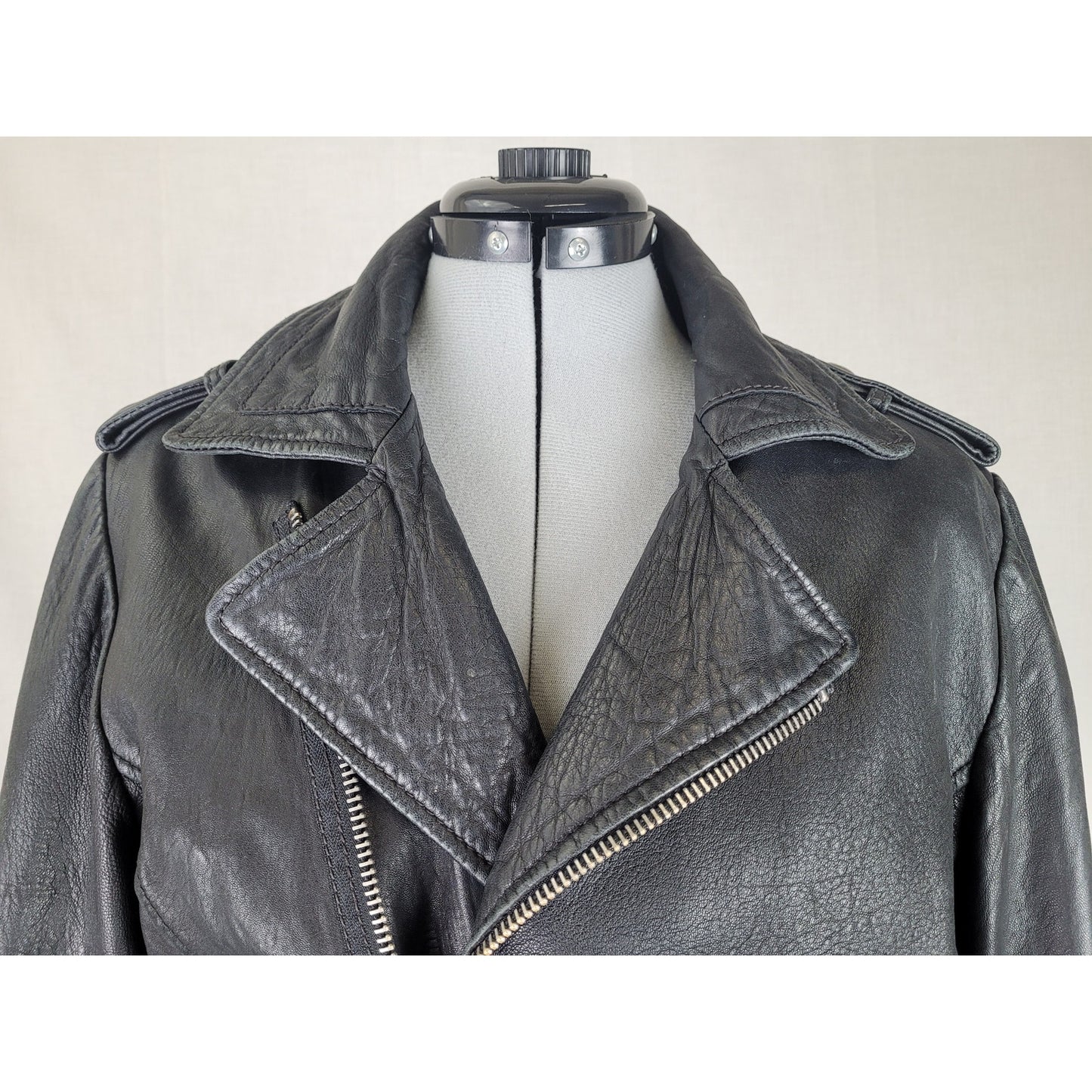 Buffalo David Bitton Black Genuine Leather 1973 Motorcycle Jacket Women's Sz M
